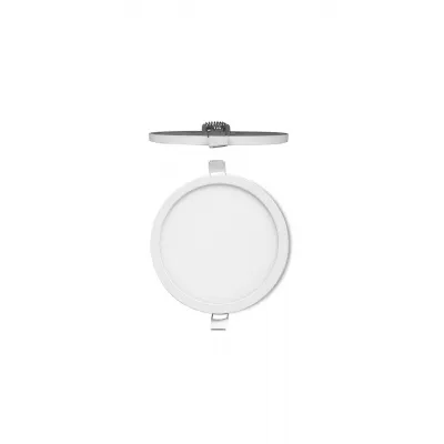 Saona 9cm Round LED Recessed Ultra Slim Downlight, 6W, 3000K, 520lm, Matt White Frosted Acrylic, Driver Included, 3yrs Warranty