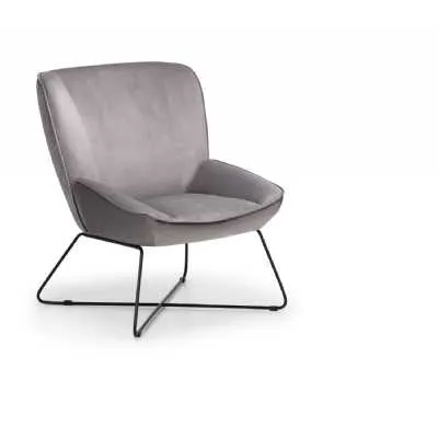 Mila Velvet Accent Chair With Stool Grey