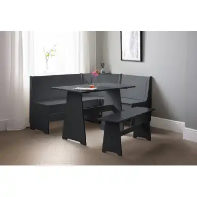 Slim Compact Grey Corner Dining Table Set with Storage Corner Bench
