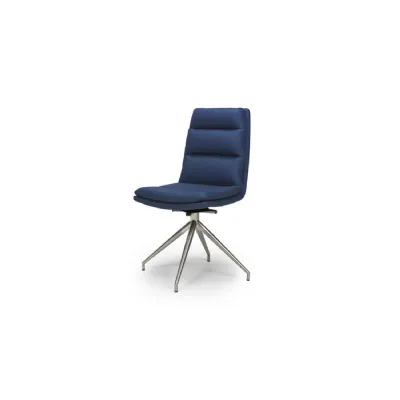 Blue Swivel Dining Chair with Brushed Steel Legs