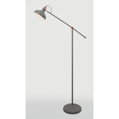 Brent Adjustable Floor Lamp, 1 x E27, Sand Grey Copper White