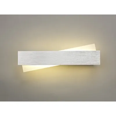 Dartford Wall Lamp, 1 x 8W LED, 3000K, 640lm, Brushed Aluminium Frosted White, 3yrs Warranty