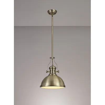 Sandy Pendant, 1 x E27, Antique Brass Frosted Glass