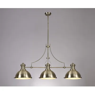 Sandy Linear Pendant, 3 x E27, Antique Brass Frosted Glass