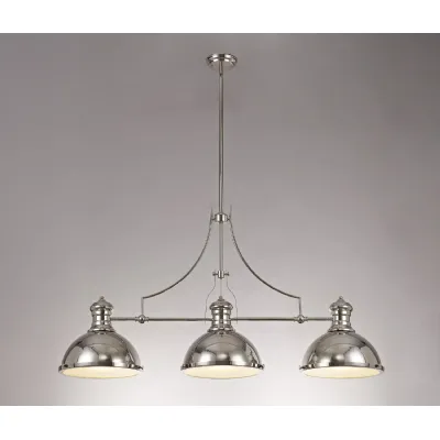 Sandy Linear Pendant, 3 x E27, Polished Nickel Frosted Glass