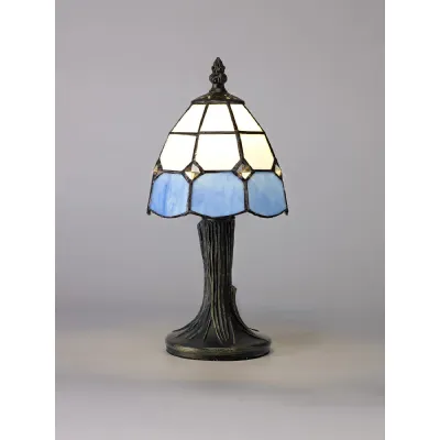 Milford Tiffany Table Lamp, 1 x E14, White Blue Clear Crystal Shade