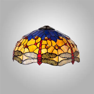 Hitchin Tiffany 40cm Shade Only Suitable For Pendant Ceiling Table Lamp, Blue Orange Crystal
