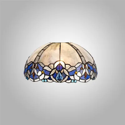 Ardingly, Tiffany 30cm Non electric Shade Suitable For Pendant Ceiling Table Lamp, Blue Crystal. Suitable For E27 or B22 Pendants