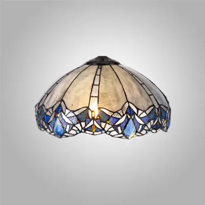 Ardingly, Tiffany 40cm Shade Only Suitable For Pendant Ceiling Table Lamp, Blue Clear Crystal