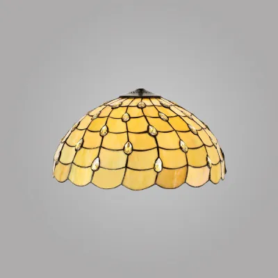 Stratford, Tiffany 50cm Non electric Shade Suitable For Pendant Ceiling Table Lamp, Beige Clear Crystal