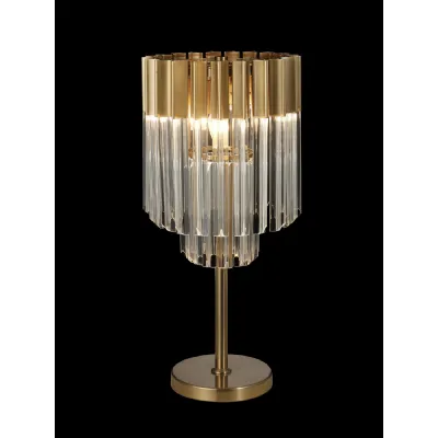 Aldershot 30 x H65cm Table Lamp 3 Light E14, Brass Clear Sculpted Glass