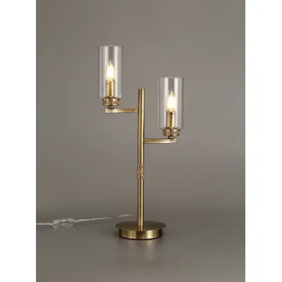 Buckingham Table Lamp, 2 x E14, Antique Brass