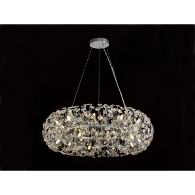 Polished Chrome 80cm Ring Pendant Light Clear K9 Crystals