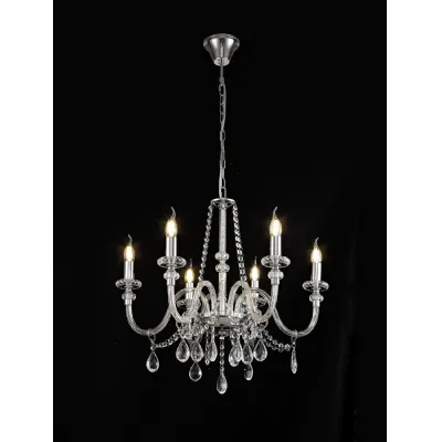 Wimbledon Chandelier Pendant, 6 Light E14, Polished Chrome Clear Glass Crystal, (ITEM REQUIRES CONSTRUCTION CONNECTION)