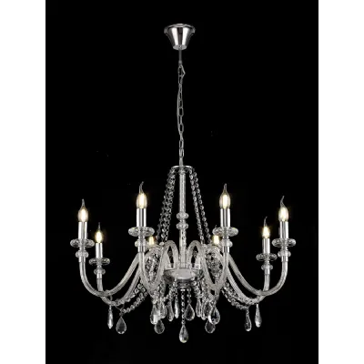 Wimbledon Chandelier Pendant, 8 Light E14, Polished Chrome Clear Glass Crystal, (ITEM REQUIRES CONSTRUCTION CONNECTION)