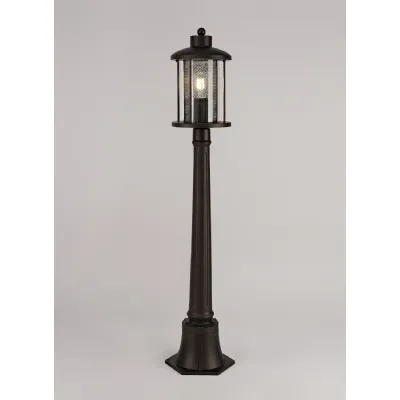 Hampstead Single Headed Post Lamp, 1 x E27, Antique Bronze Clear Glass, IP54, 2yrs Warranty