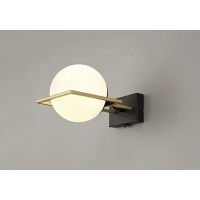 Southend Wall Lamp Switched, 1 Light E14, Matt Black Polished Gold
