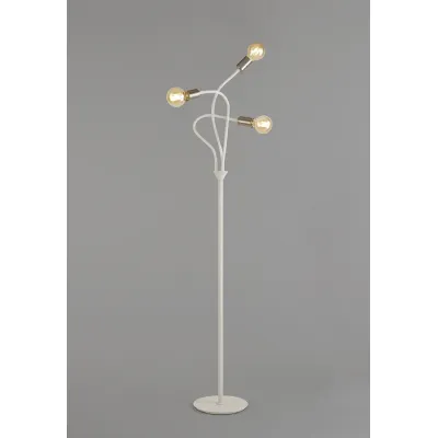 Andover Flexible Floor Lamp, 3 Light E27 Satin White Satin Nickel