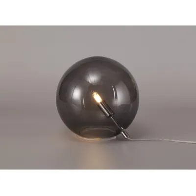 Hook Table Lamp, 1 x G9, Polished Chrome Smoked Glass