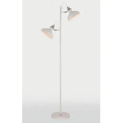 Brent Floor Lamp, 2 x E27, Sand White Satin Nickel White