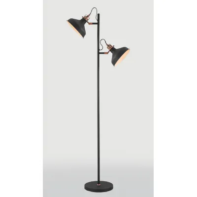 Brent Floor Lamp, 2 x E27, Graphite Copper White