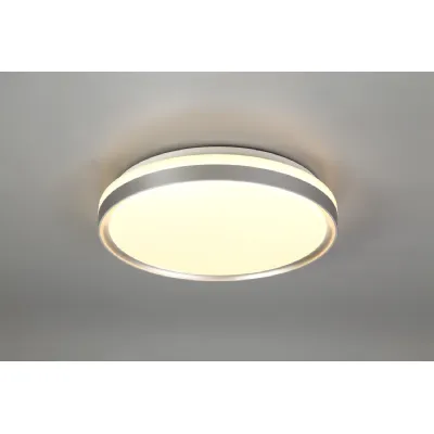Rye Ceiling 39cm, 1 x 24W LED, 3 Step Dimmable, 3000K, 1000lm, IP44, Silver White Acrylic, 3yrs Warranty