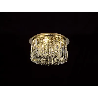 Boreham 45cm Round Flush Chandelier, 5 Light E14, Gold Crystal
