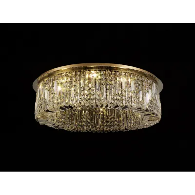 Boreham 85cm Round Flush Chandelier, 12 Light E14, Gold Crystal Item Weight: 21kg