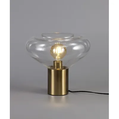 Copthorne Wide Table Lamp, 1 x E27, Aged Brass Clear Glass