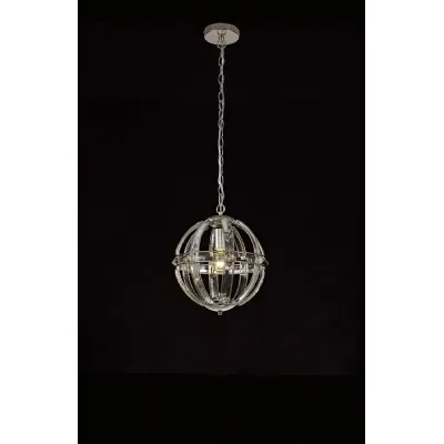 Woolwich Small Round Pendant, 1 Light E27, Polished Nickel