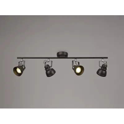 Chigwell Adjustable Linear Bar Spotlight, 4 x GU10 (Max 10W LED), Oiled Bronze Polished Chrome