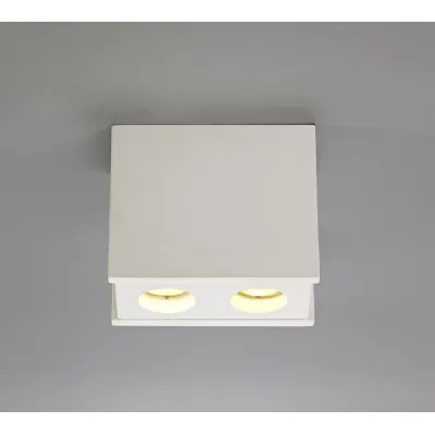 Woking 2 Light Rectangular Ceiling GU10, White Paintable Gypsum With Matt White Cover