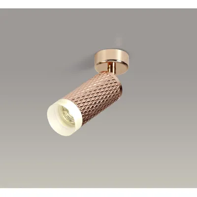 Lenham Adjustable 1 Light Surface Mounted Ceiling Wall Spot Light GU10, Rose Gold Acrylic Ring