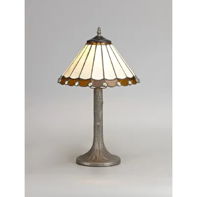 Ware 1 Light Tree Like Table Lamp E27 With 30cm Tiffany Shade, Amber Cream Crystal Aged Antique Brass
