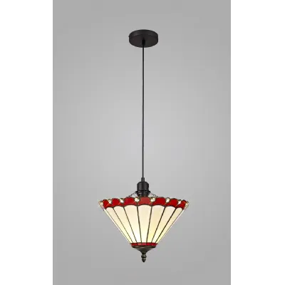 Ware 1 Light Uplighter Pendant E27 With 30cm Tiffany Shade, Red Cream Crystal Black