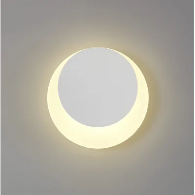 Edgware Magnetic Base Wall Lamp, 12W LED 3000K 498lm, 15 19cm Round Top Offset, Sand White Acrylic Frosted Diffuser