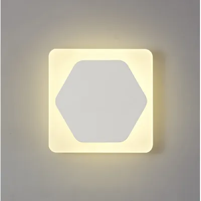 Edgware Magnetic Base Wall Lamp, 12W LED 3000K 498lm, 15cm Horizontal Hexagonal 19cm Square Centre, Sand White Acrylic Frosted Diffuser