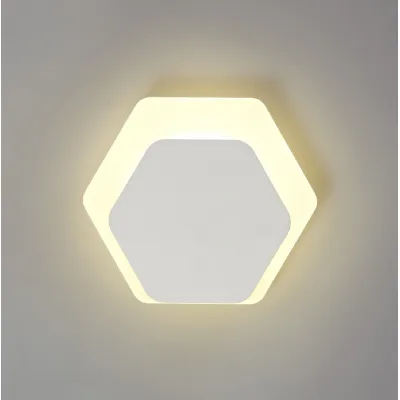 Edgware Magnetic Base Wall Lamp, 12W LED 3000K 498lm, 15 19cm Horizontal Hexagonal Bottom Offset, Sand White Acrylic Frosted Diffuser