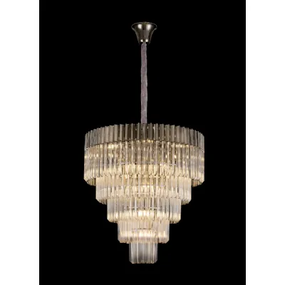Polished Nickel Clear Sculpted Glass 80cm 5 Tier Pendant