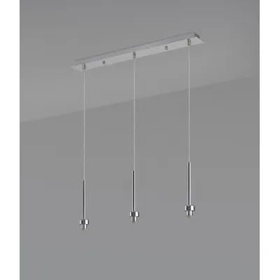 Abingdon Polished Chrome 3 Light G9 Universal 2m Linear Pendant, Suitable For A Vast Selection Of Glass Shades