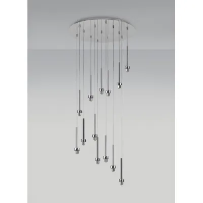 Abingdon Polished Chrome 13 Light G9 Universal 2.5m Round Multiple Pendant, Suitable For A Vast Selection Of Glass Shades
