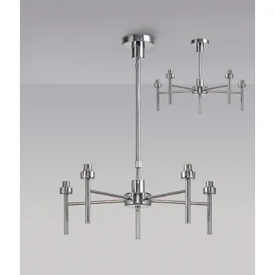 Abingdon Polished Chrome 5 Light G9 Universal Telescopic Semi Flush, Suitable For A Vast Selection Of Glass Shades