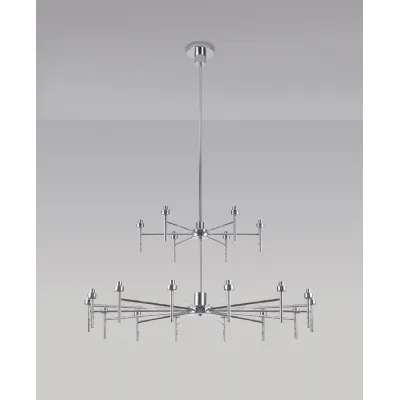 Abingdon Polished Chrome 20 Light G9 Universal 2 Tier Light, Suitable For A Vast Selection Of Glass Shades