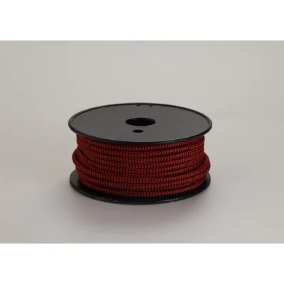 Knightsbridge 25m Roll Red And Black Wave Stripes Braided 2 Core 0.75mm Cable VDE Approved