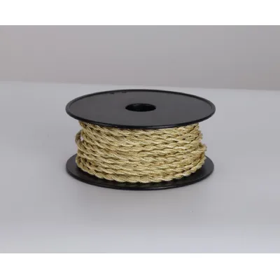 Knightsbridge 25m Roll Pale Gold Braided Twisted 2 Core 0.75mm Cable VDE Approved