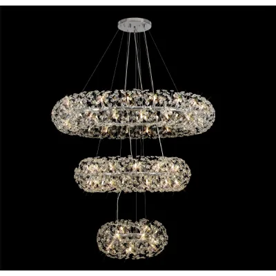 Polished Chrome Clear Crystal 3 Tier Pendant 74 Light