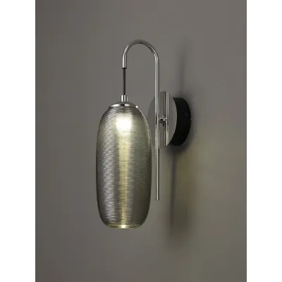 Soho Switched Wall Lamp, 1 x 6W LED, 4000K, 540lm, Polished Chrome Black With Smoke Glass, 3yrs Warranty