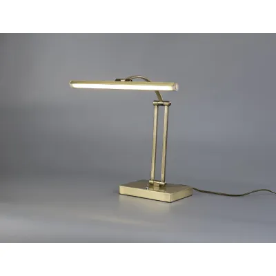 Horam 1 Arm Table Lamp. 1 x 6W LED, 3000K, 470lm, Antique Brass, 3yrs Warranty