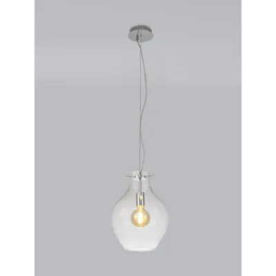 Witham Pendant 28cm Round, 1 x E27, Chrome And Clear