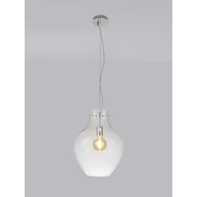 Witham Pendant 38cm Round, 1 x E27, Chrome And Clear